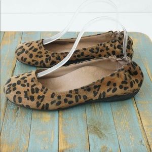 Abeo Womens Tammy Flats Brown Black Suede Leopard Print Arch Support Size 7.5M